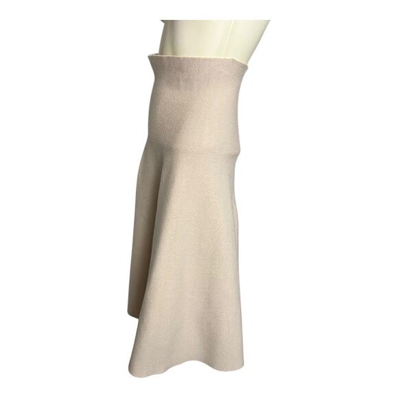 Mia Mod High Waisted Knee Length A-Line Skirt Cream Womens L Minimalist Feminine - Picture 6 of 7